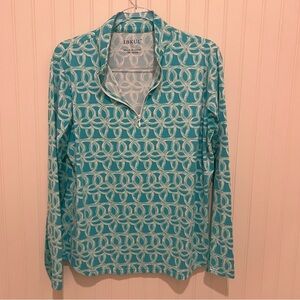 IBKUL Teal and White Floral Top